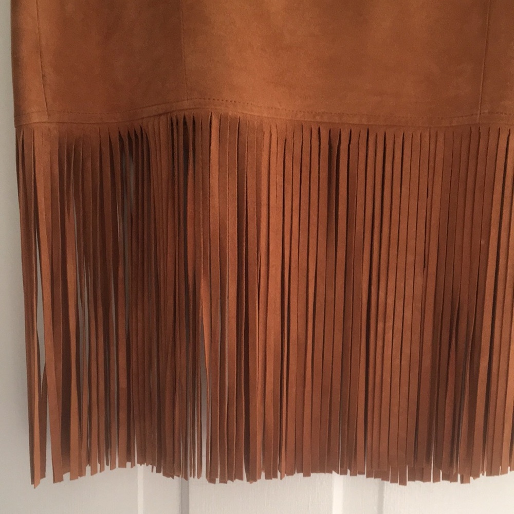CARLISLE Genuine Suede Fringe Leather Skirt - Picture 5 of 12